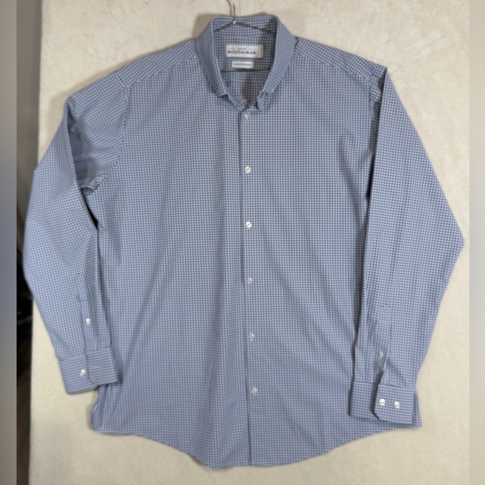 Mizzen+Main XxL Standard Fit Stretch Cotton Navy Checkered Casual Shirt